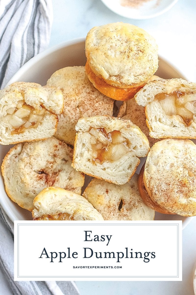 close up of amish apple dumplings in a bowl  