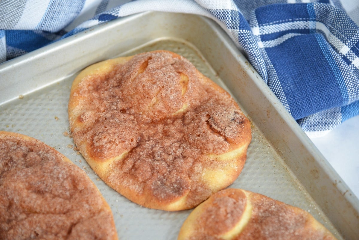 whole flatbread with crunchy cinnamon sugar topping