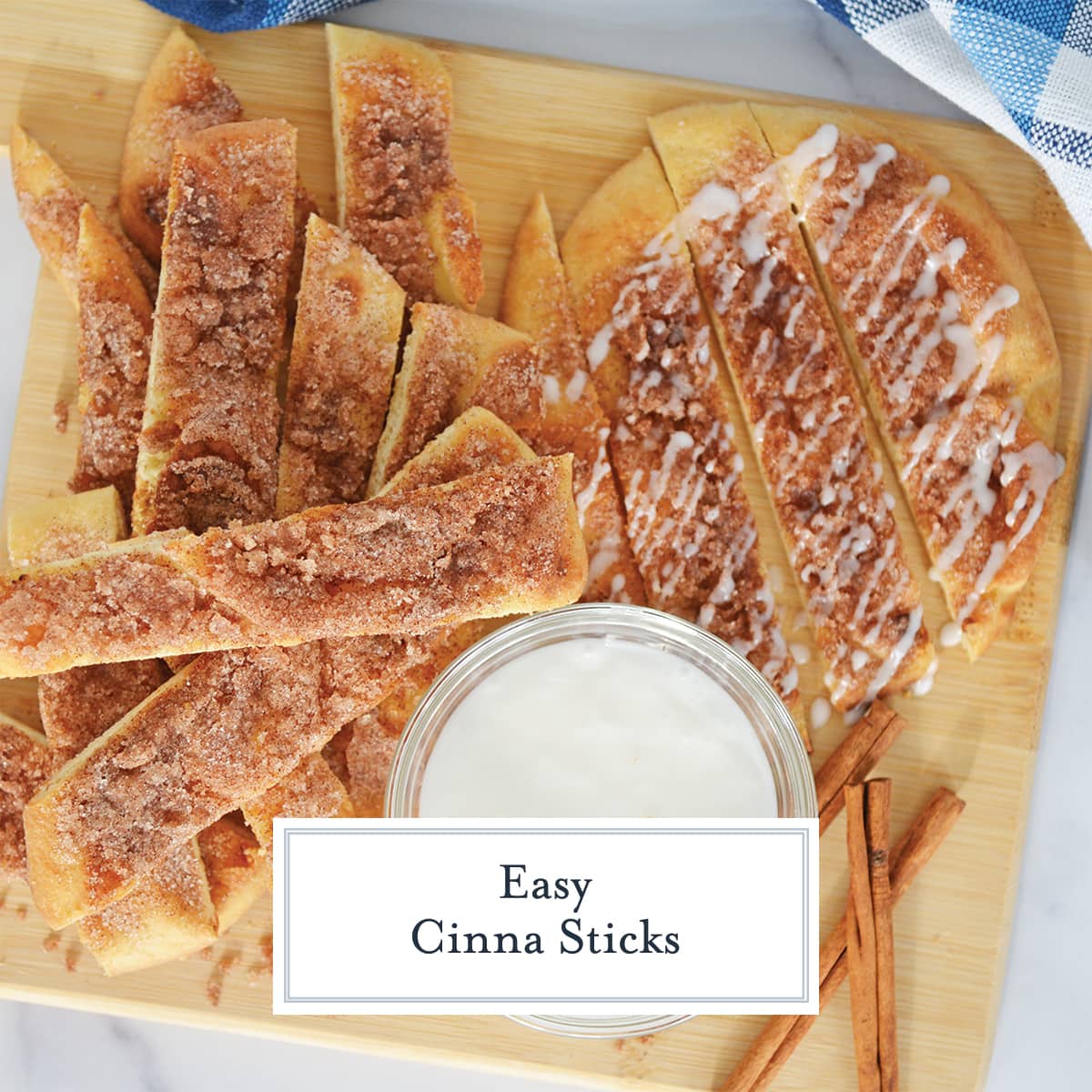 wood cutting board of homemade cinna sticks