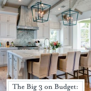 lantern lights in a remodeled white kitchen