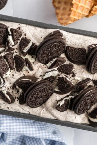 overhead of no churn ice cream with waffle cones