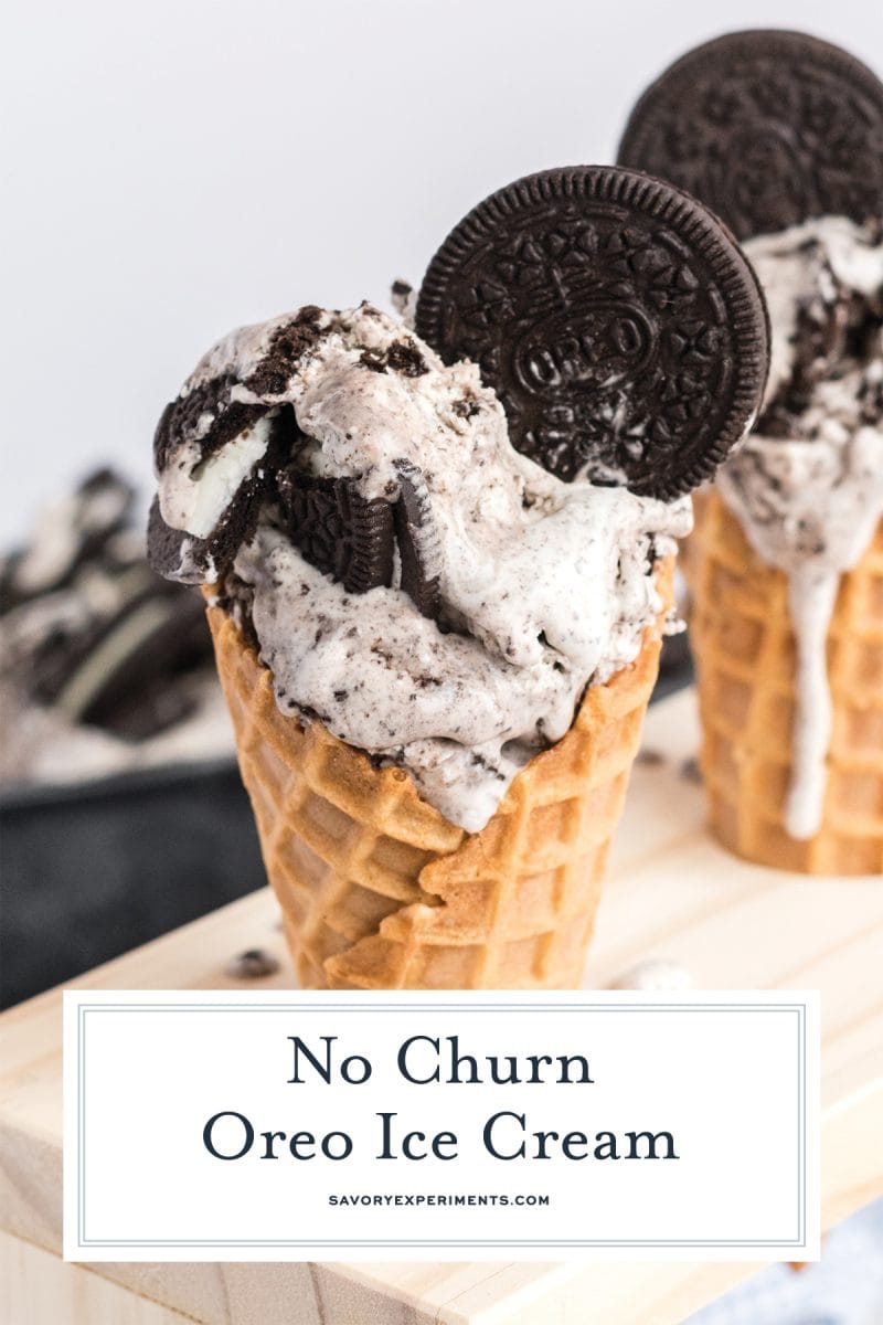 close up of no churn oreo ice cream 