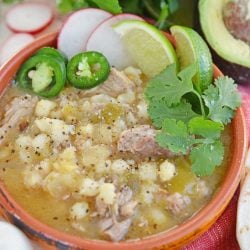 angle view of pork pozole