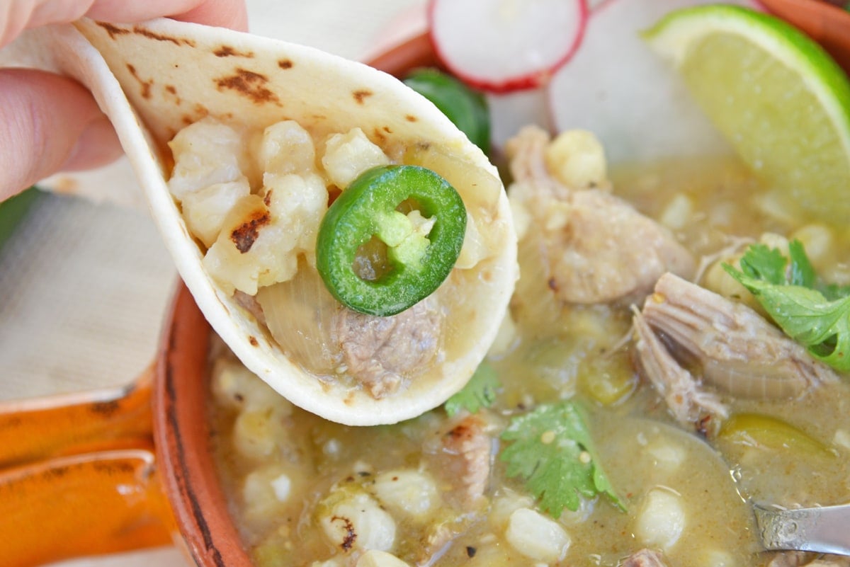 tortilla with pork pozole 