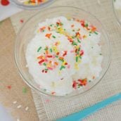 overhead bowl of snow ice cream with sprinkles