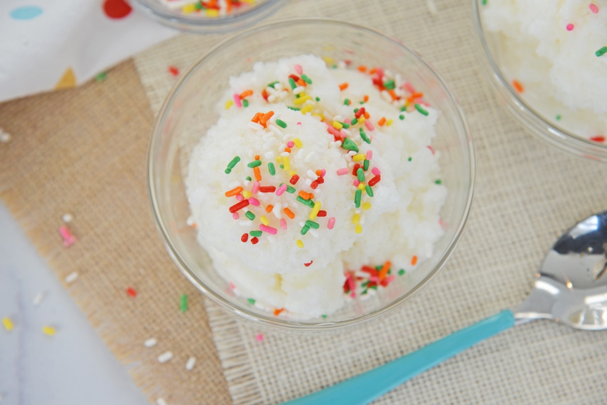 overhead of snow cream with sprinkles 