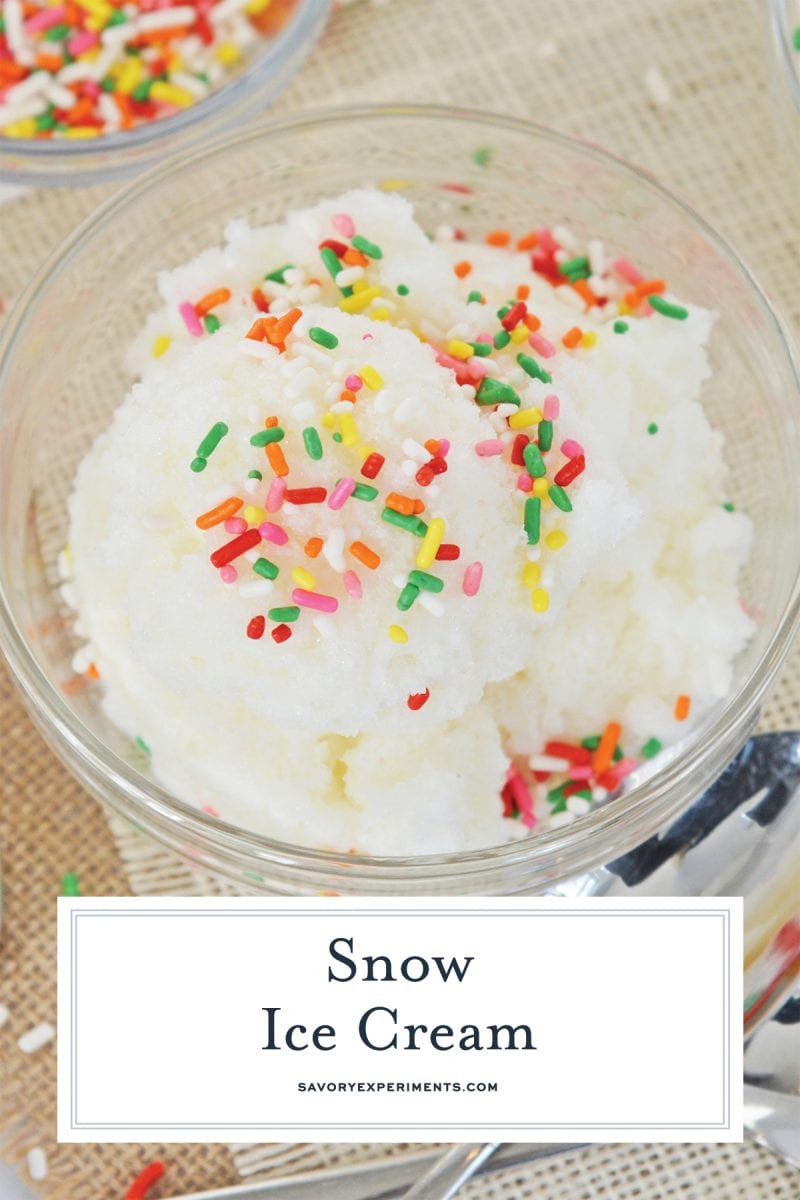 close up of ice cream made with snow in a bowl 