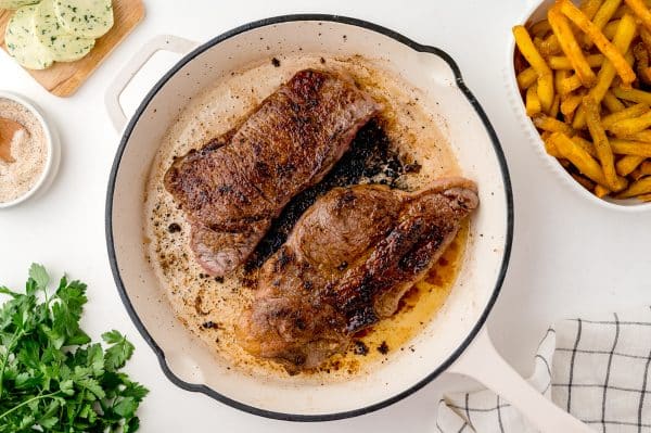 pan frying steaks in cast iron