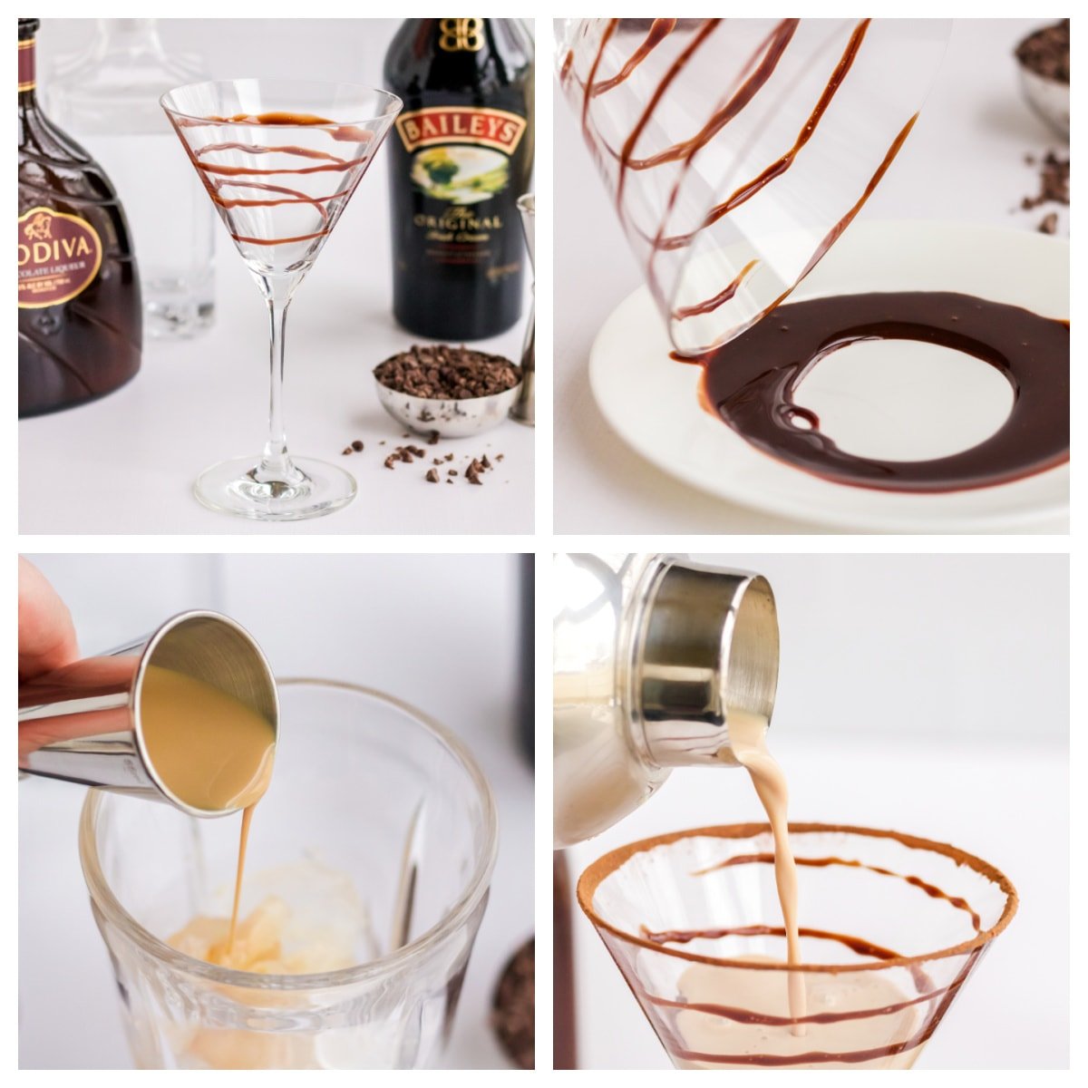 step-by-step images of how to make a chocolate martini 