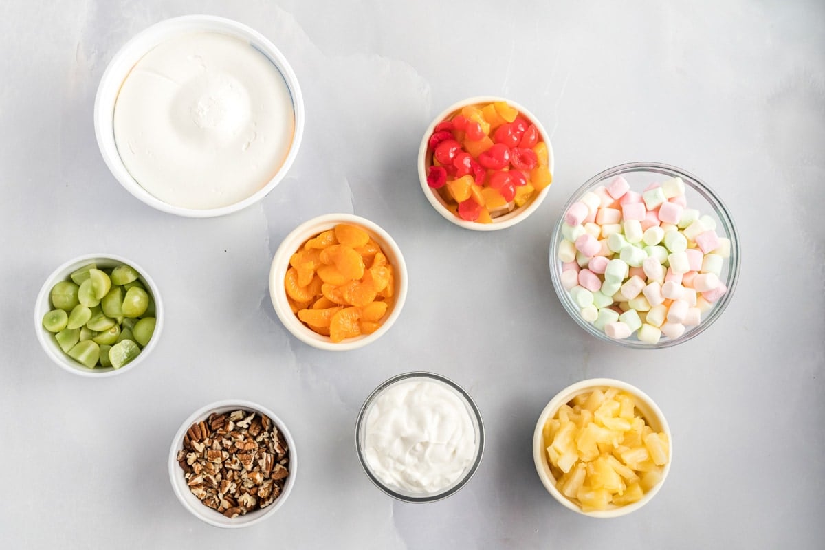 ingredients for ambrosia fruit salad 