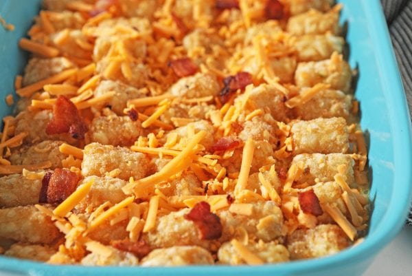 cheese and bacon on egg casserole