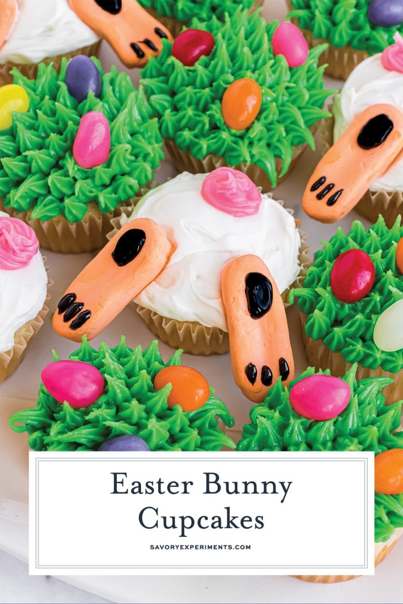 angled shot of bunny butt cupcakes with text overlay