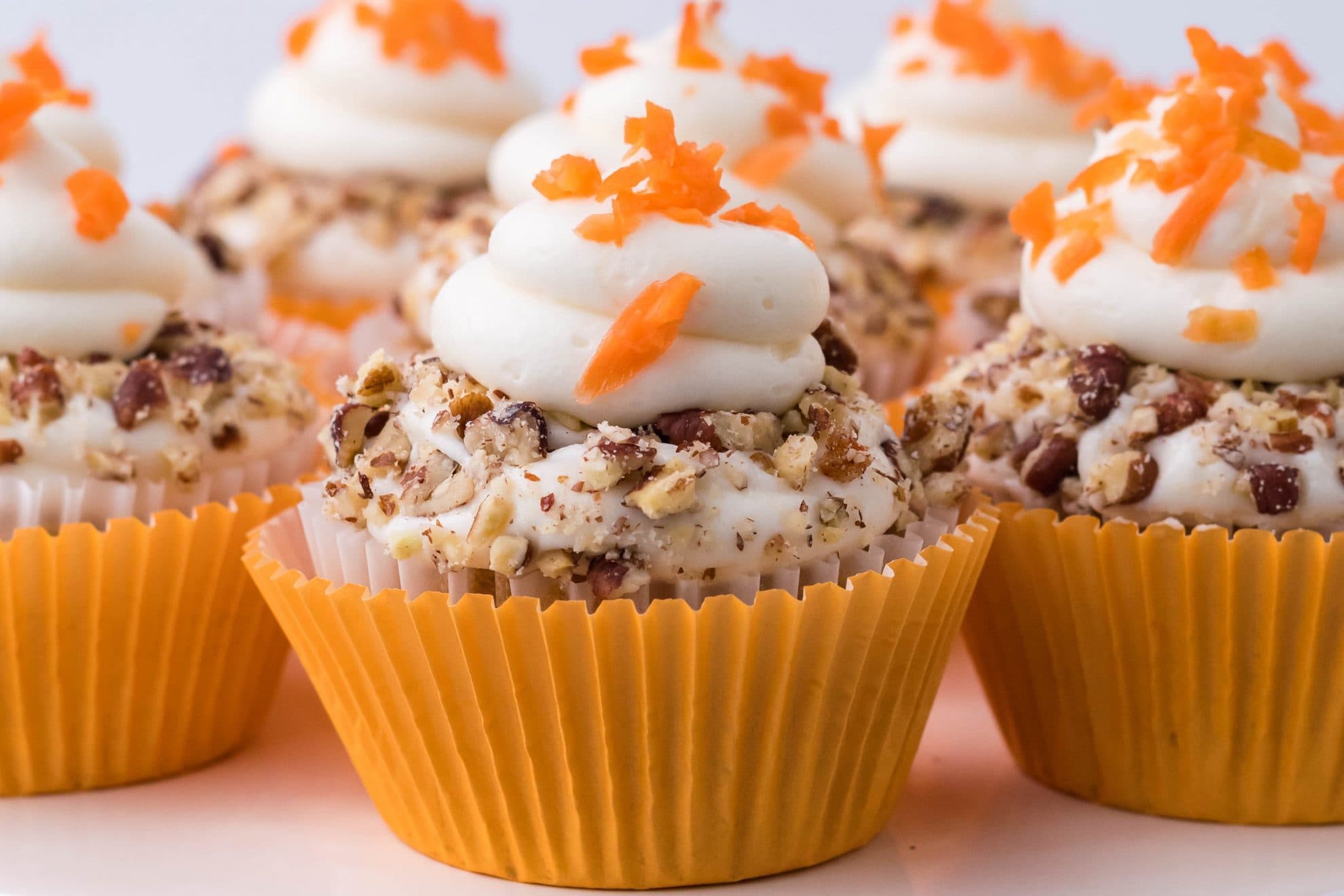 close up of carrot cake cupcakes