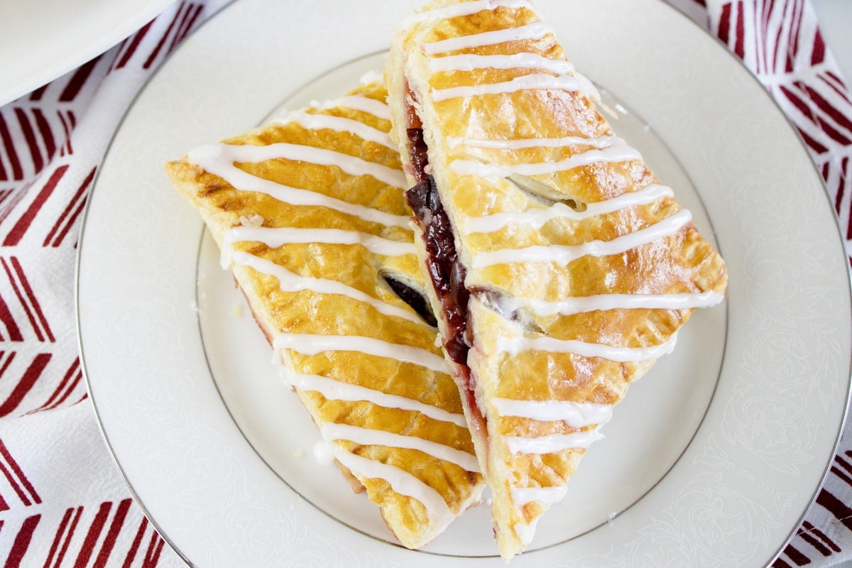 overhead of cherry hand pies