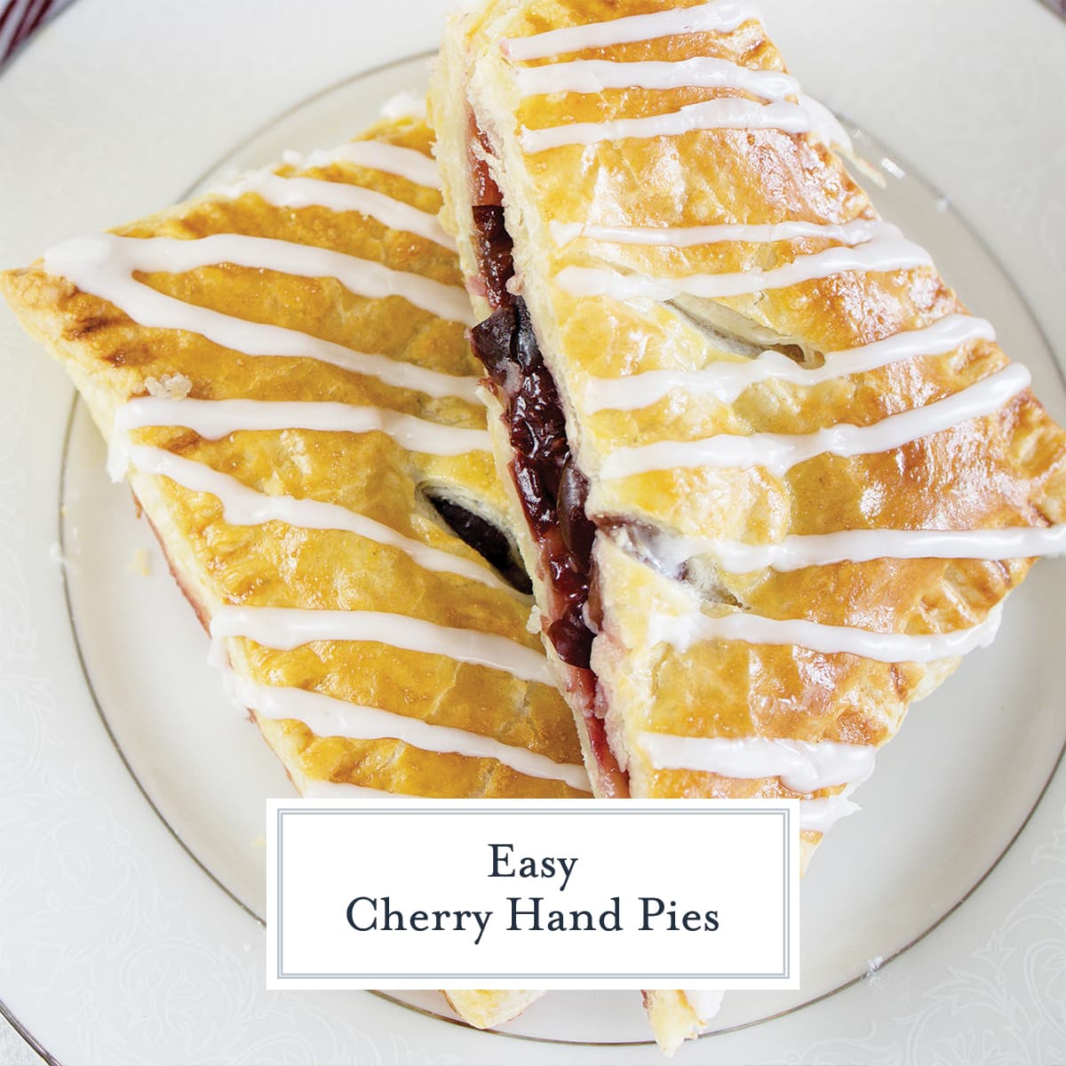 cherry hand pies on a plate 