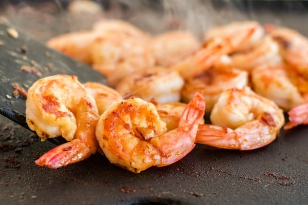 shrimp on the griddle