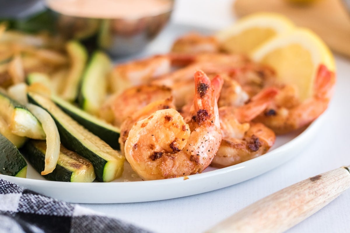 close up of browned shrimp on a plate 