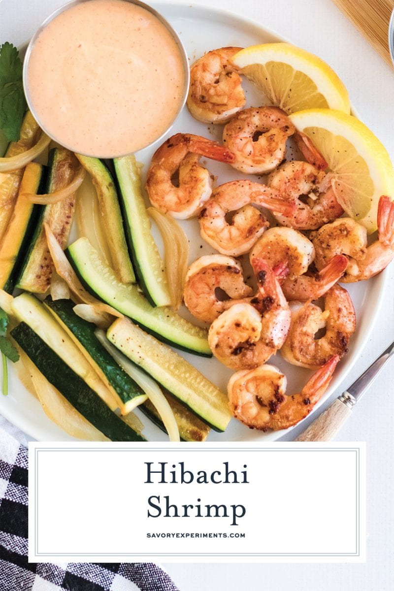 overhead of hibachi shrimp