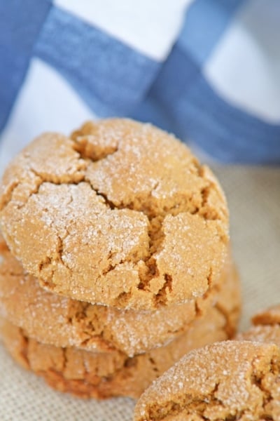 stack of soft molasses cookies