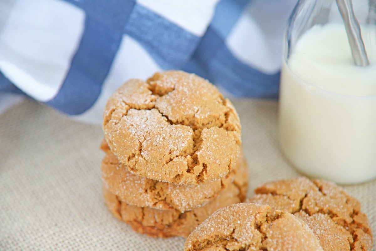 stack of soft molasses cookies