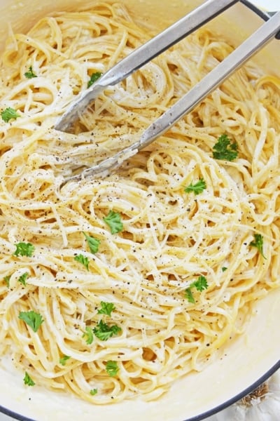 pot with linguine pasta recipe