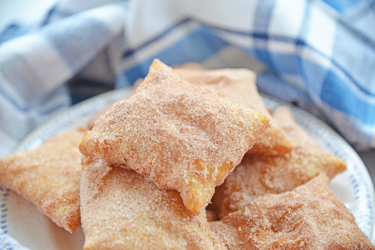 close up of cinnamon sugar sopapilla 