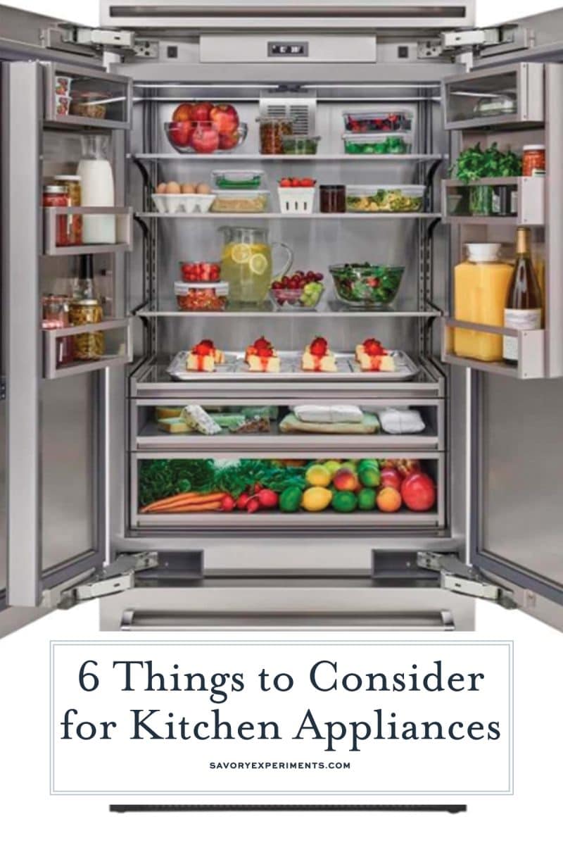 straight on shot of stocked refrigerator with text overlay for pinterest