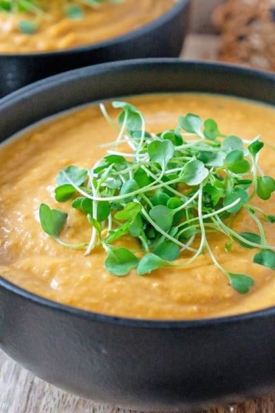 close up butternut squash soup