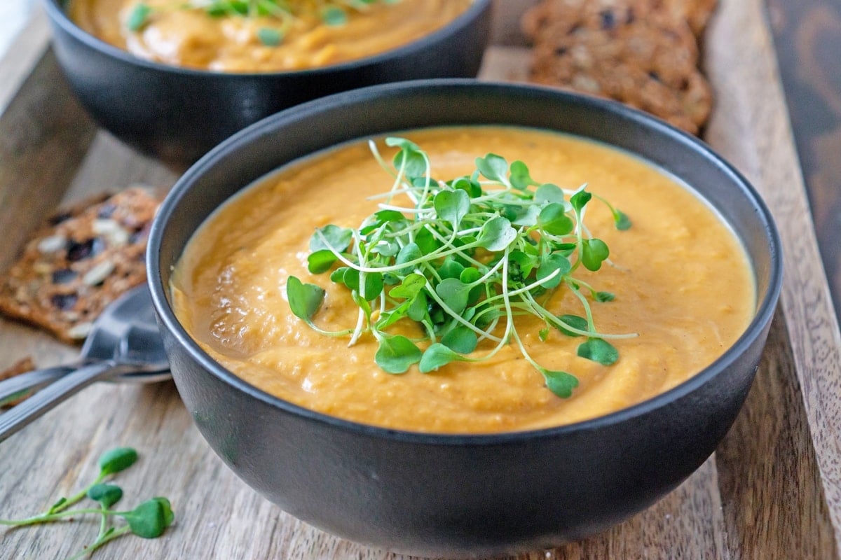 close up butternut squash soup