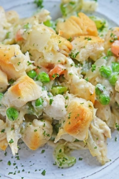 close up of chicken pot pie casserole