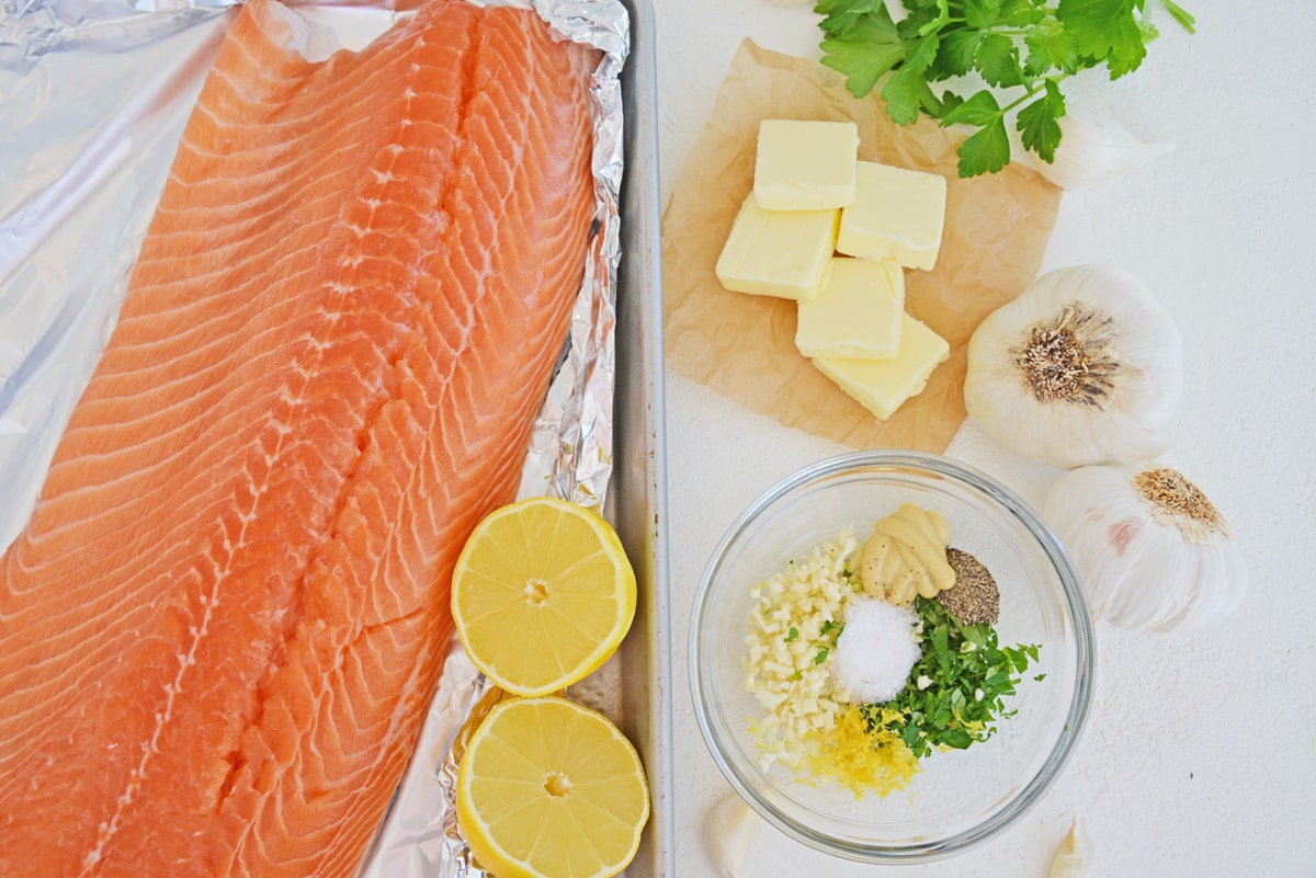 ingredients for garlic butter salmon recipe