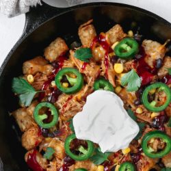 overhead shot of pork tater tots