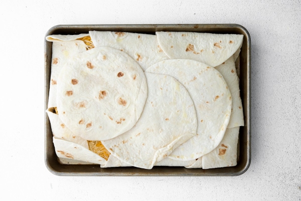 quesadillas in the oven in a pan