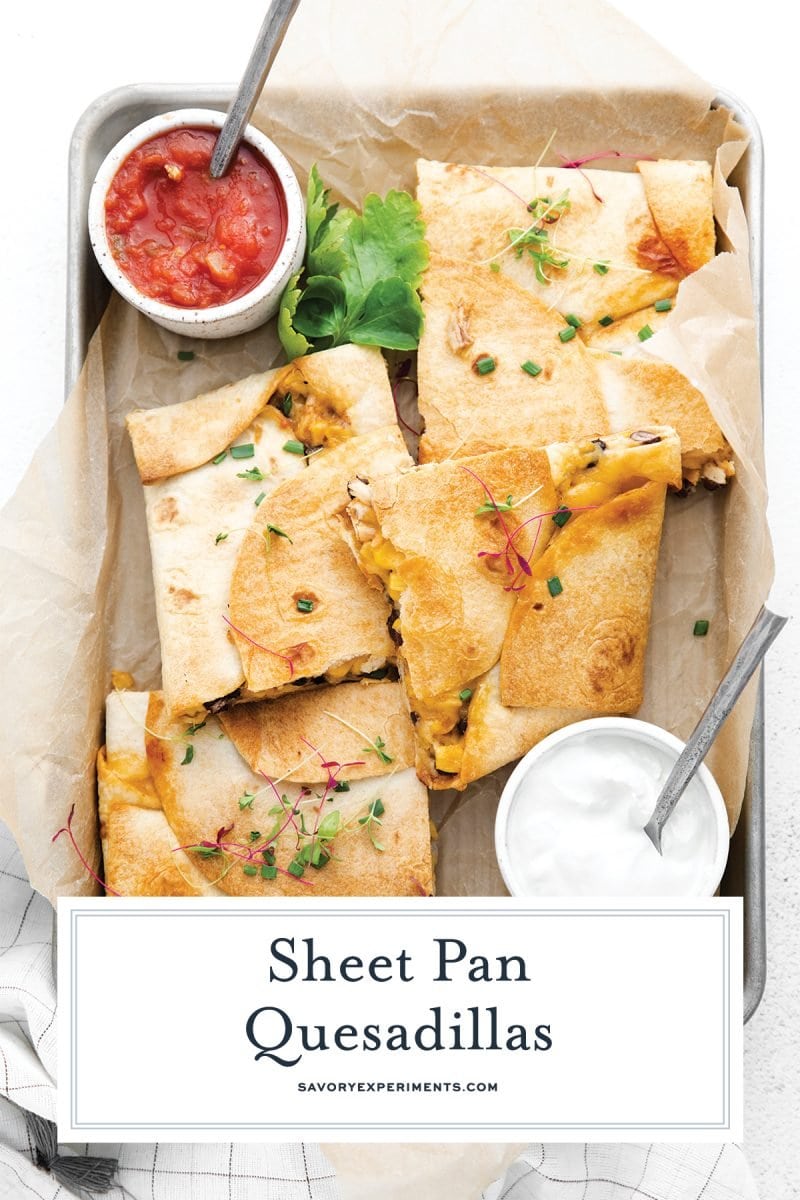 quesadillas on a sheet pan 