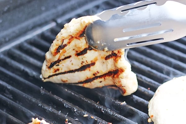 grilling a piece of chicken