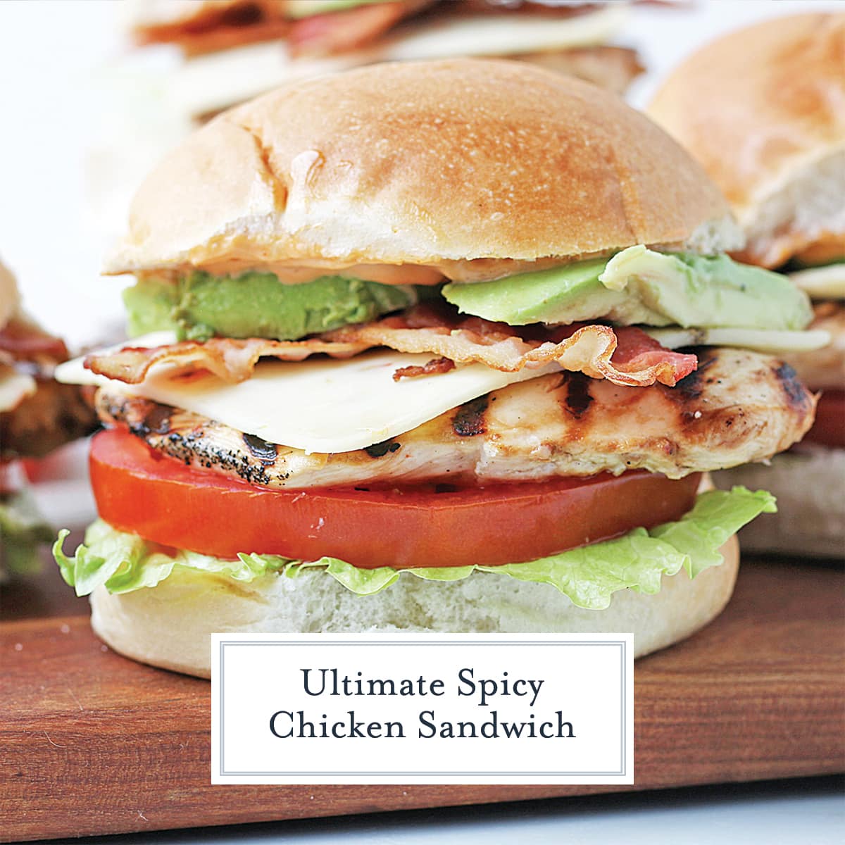 close up side view of grilled chicken sandwich