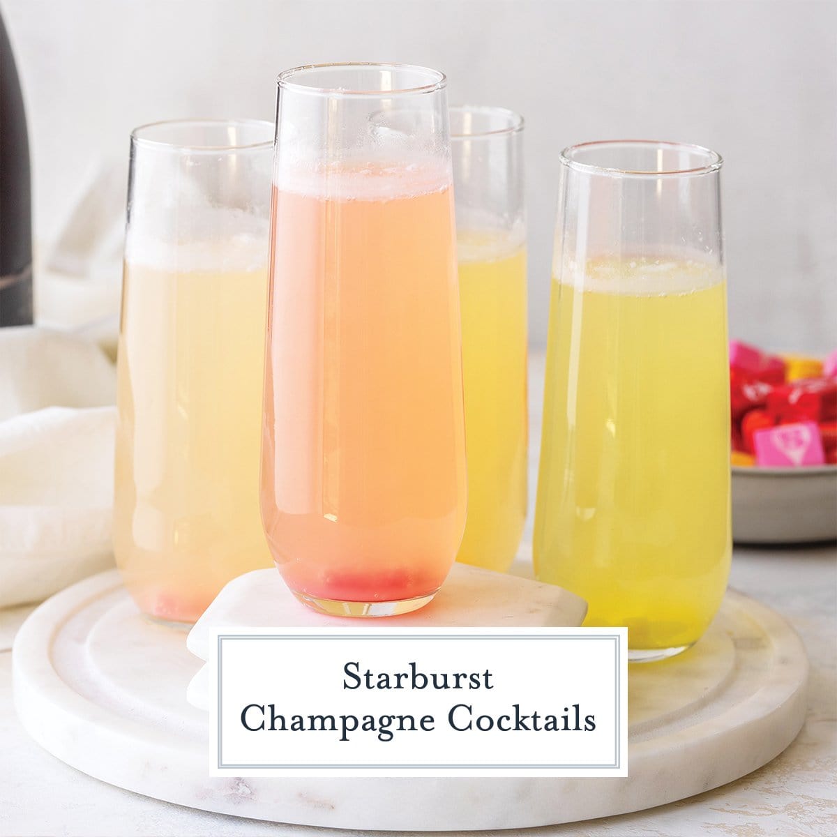 fruity and colorful champagne cocktails