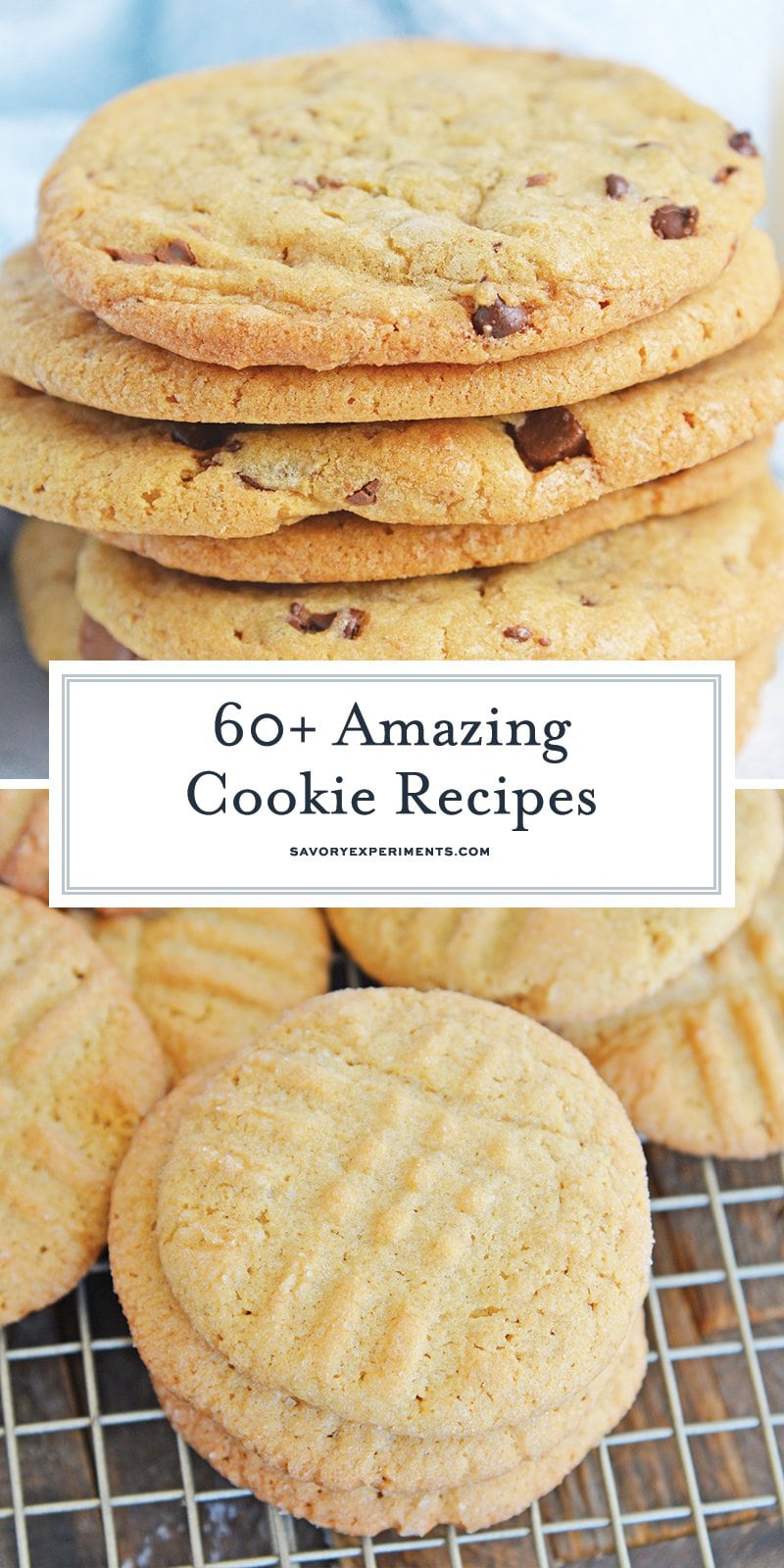 collage of chocolate chip cookies and peanut butter cookies 