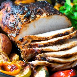 sliced chili rubbed pork roast