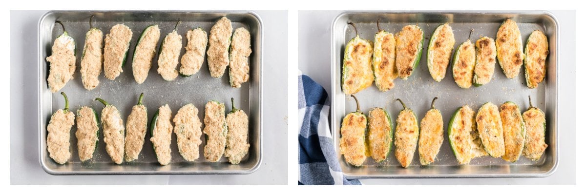 raw and baked jalapenos poppers side by side 