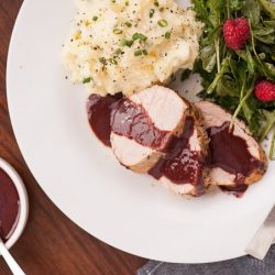 pork tenderloin topped with raspberry sauce