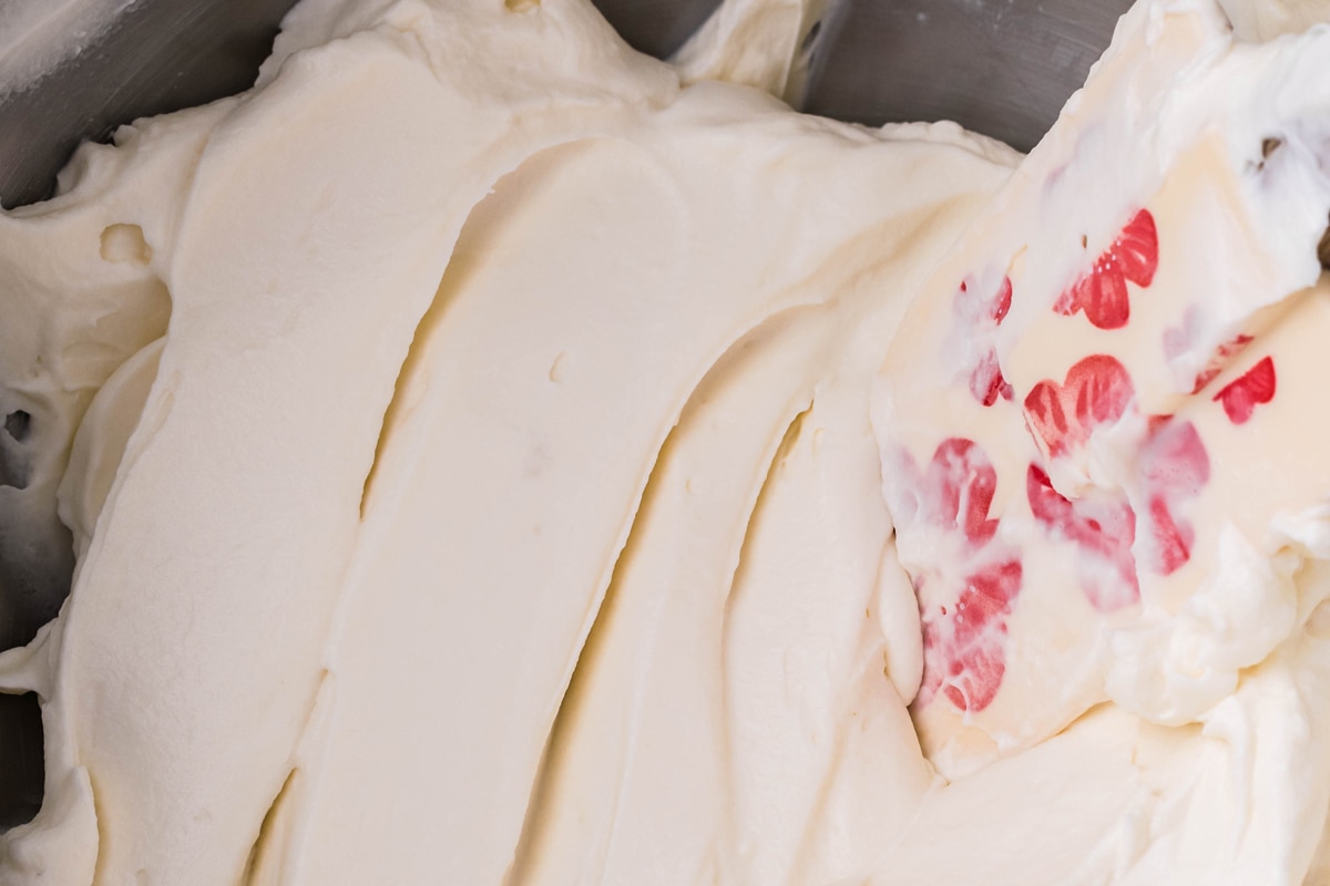 cream cheese frosting in a bowl 