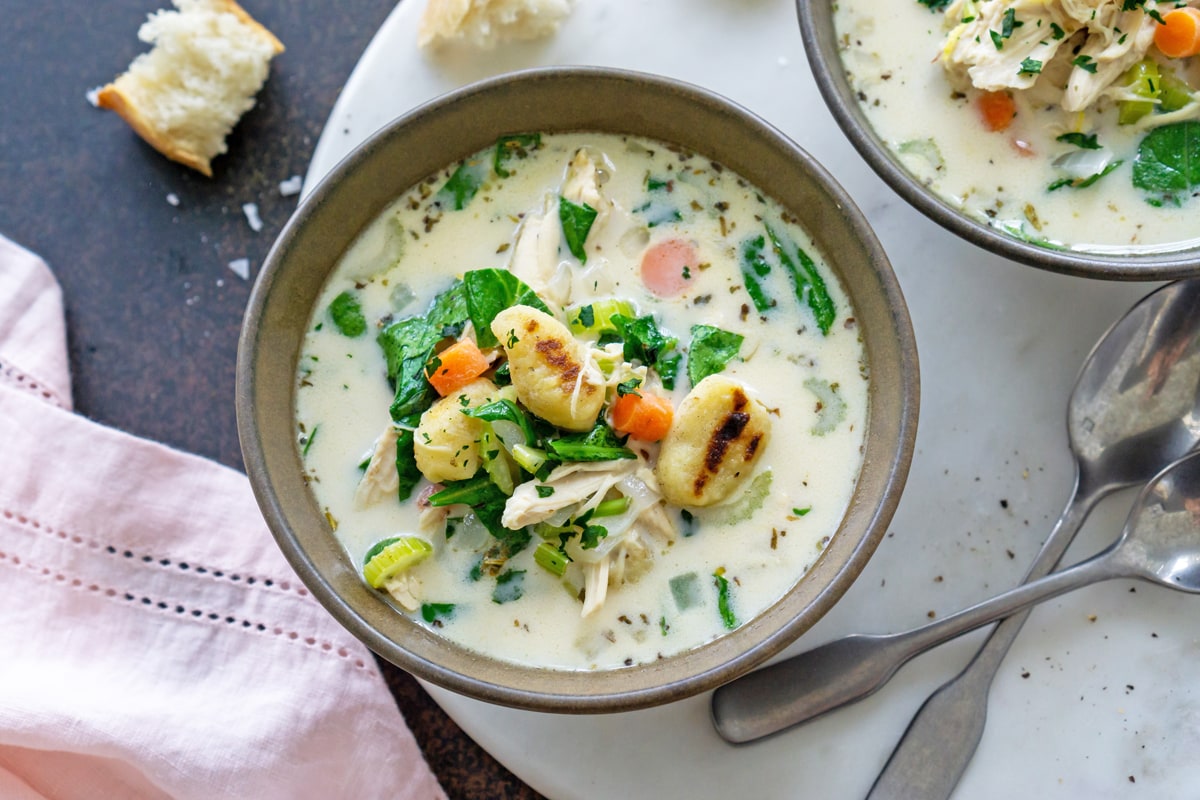 bowl of chicken gnocchi soup