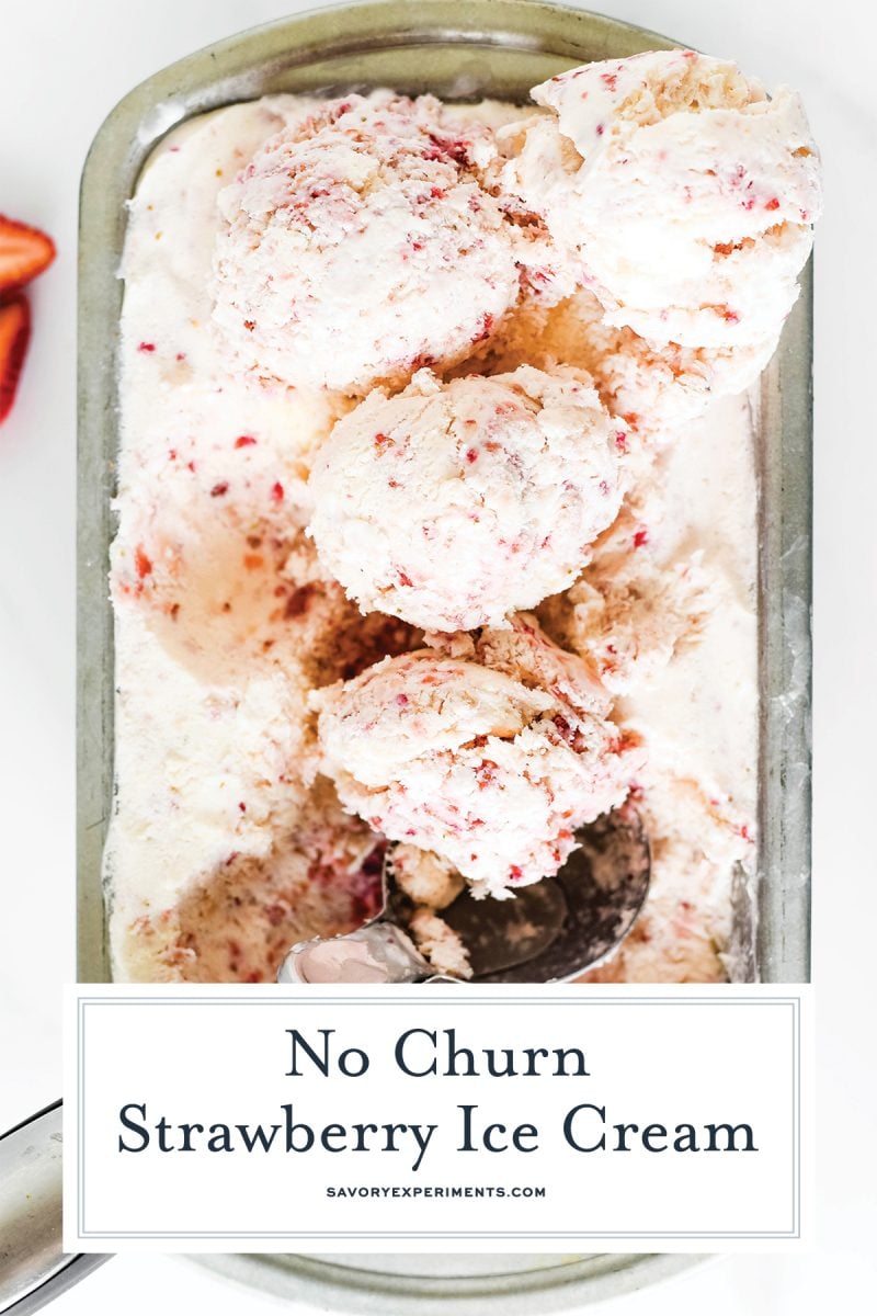 fresh homemade strawberry ice cream in a loaf pan 