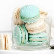 angle of vanilla macarons