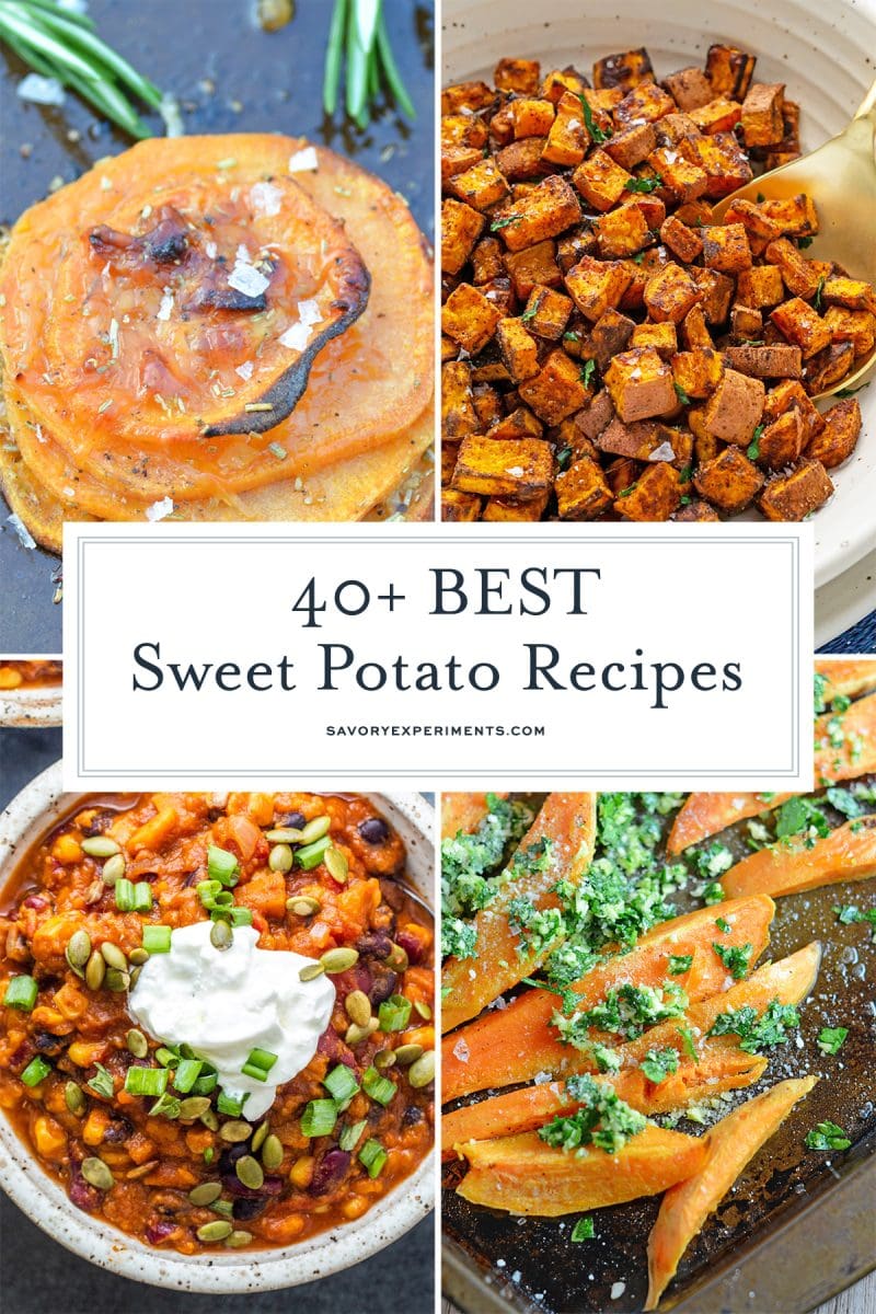 collage of sweet potato recipes