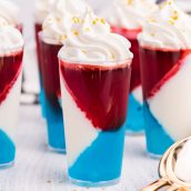 red white and blue jello cups