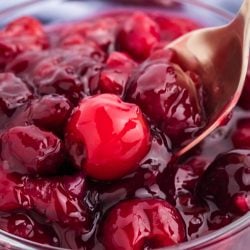 close up of cherry pie filling