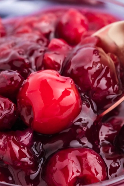 close up of cherry pie filling