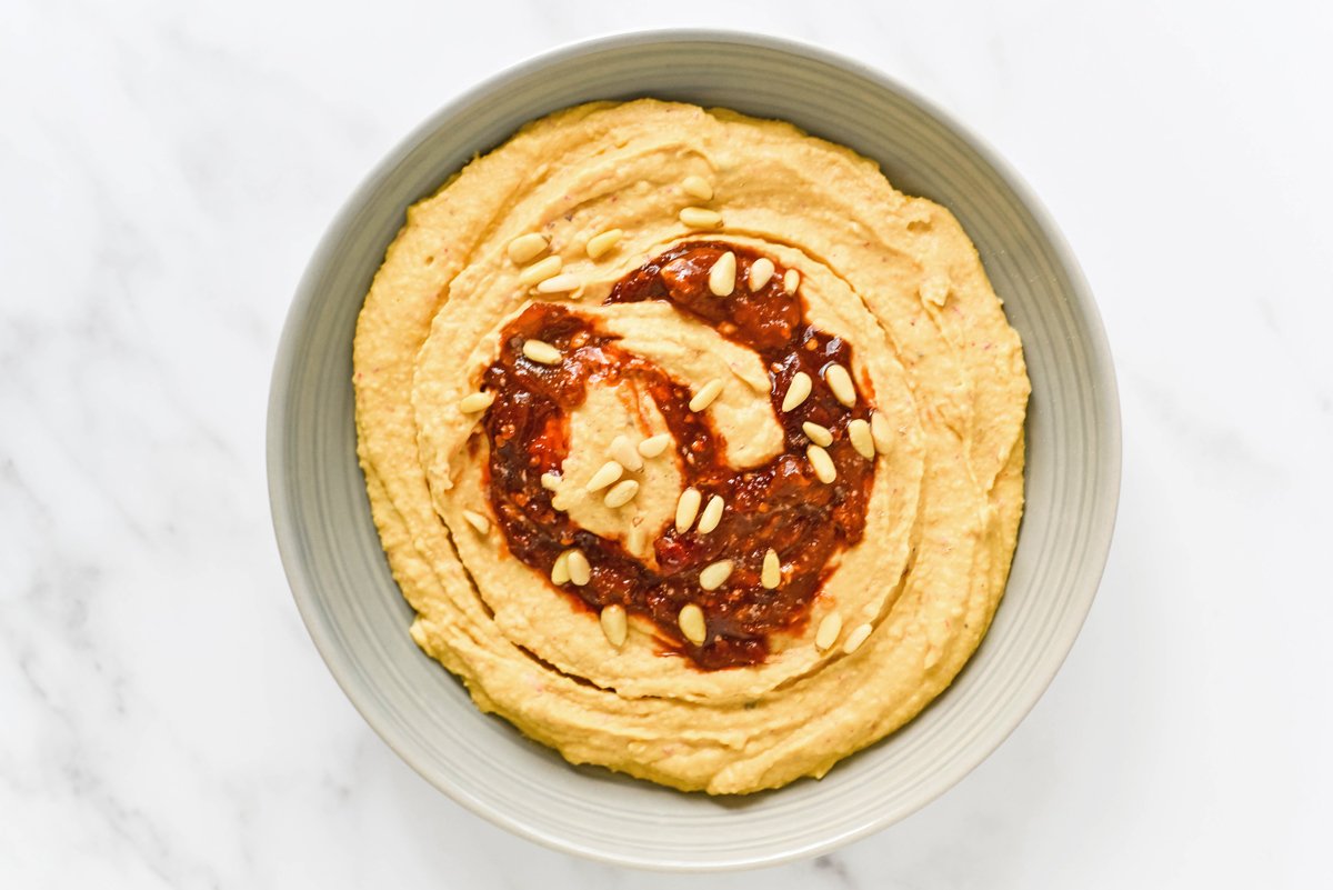 spicy hummus in a bowl 